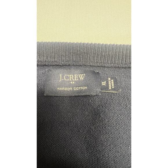 Lot Of 2- J Crew Men's Harbor Cotton Sweaters XL Crewneck Striped Navy Gray - Picture 3 of 10
